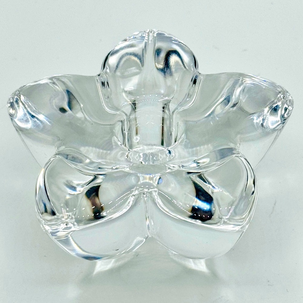Orrefors Flower Petal Standard Taper‎ Candle Holder Vintage Crystal Sweden
